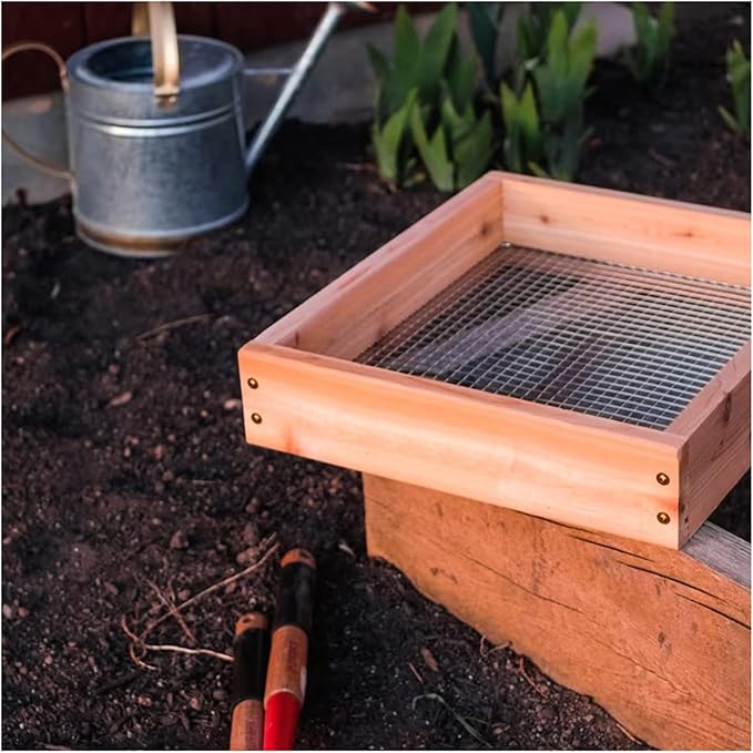 Garden Sieve Sifting Pan Wood Soil Stone Sifter Compact Lightweight Portable Garden Tools for Plant Stone Sifting Tool Sand Sifter