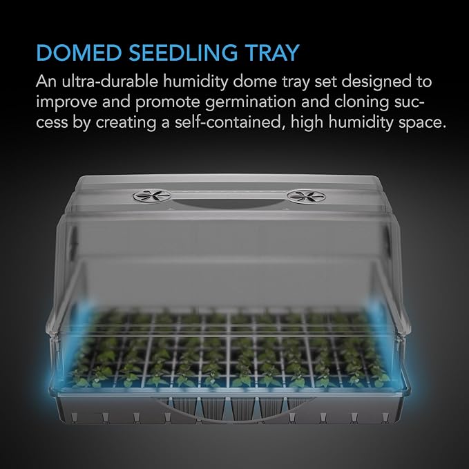 AC Infinity Large Humidity Dome Heavy-Duty Germination Kit with 3 mm Thickest Clear Dome Sturdy Drip Tray 6x12 Cell Seedling Tray Vented Height Extension Panels for Seed Starting Cloning Plants