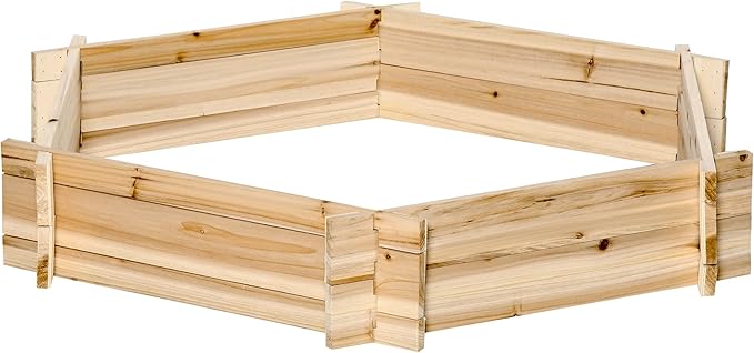 Wooden Raised Garden Bed Hexagon Screwless for Outdoor Plants Vegetables Flowers Herbs 39 x 36 x 6 Natural Wood