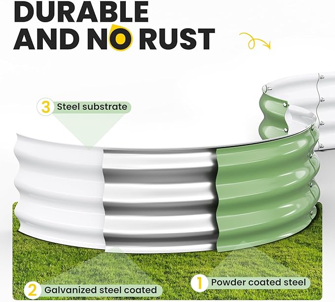 Galvanized Raised Garden Bed 2pcs 2x2x1 FT Round Metal Raised Garden Bed Outdoor Planter Box with Open Bottom Rust-Resistant Steel Garden Bed for Vegetables Herbs Flowers Easy Assembly