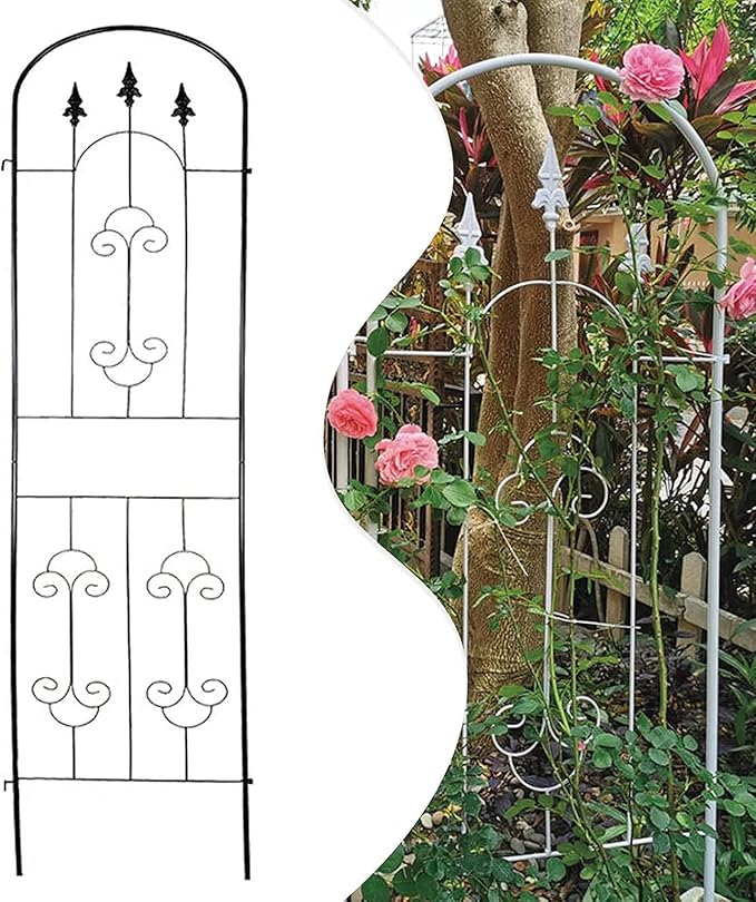 Metal Garden Trellis Climbing Clematis Plant Support Frame Large House Plant Trellis Indoor Heavy Duty Rustproof Black Iron Plant Trellis for Potted Plants SupportBlack220cm