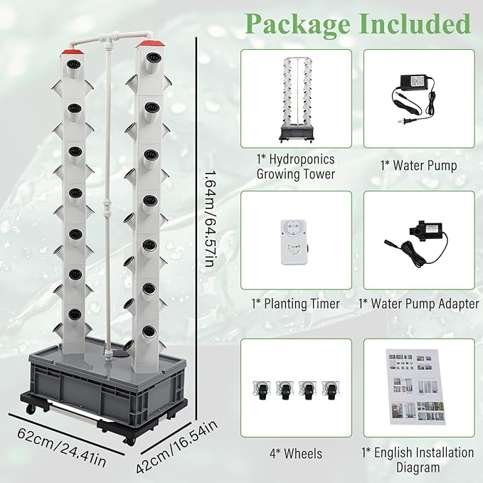 56 Pods Indoor Garden Hydroponics Growing System Vertical Garden with Water Pump Plant Germination Kit Aeroponic Veggie Flower Fruit Growth Pump System for Home