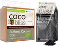Buffered Coco Bliss (10lbs) + Char Bliss (8 Qts) - Coconut Coir Brick &amp Organic Biochar for Plants - Organic Coco Coir for Plants - Biochar Soil Amendment - Charcoal for Plants - Potting Soil Mix
