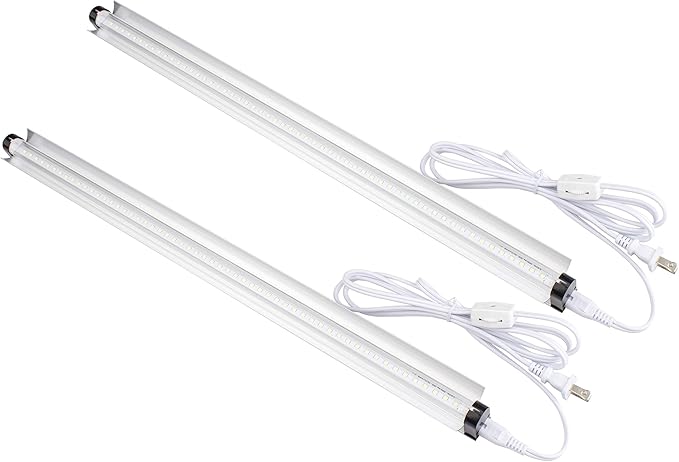 2 Pack LSL8181W White LED 18 18Watt Linkable Single Strip Grow Lights w 2 Wide Mirror Reflector and FullSun 5500K Spectrum and 2750 Lumens Great for Seeding and VegGrow!