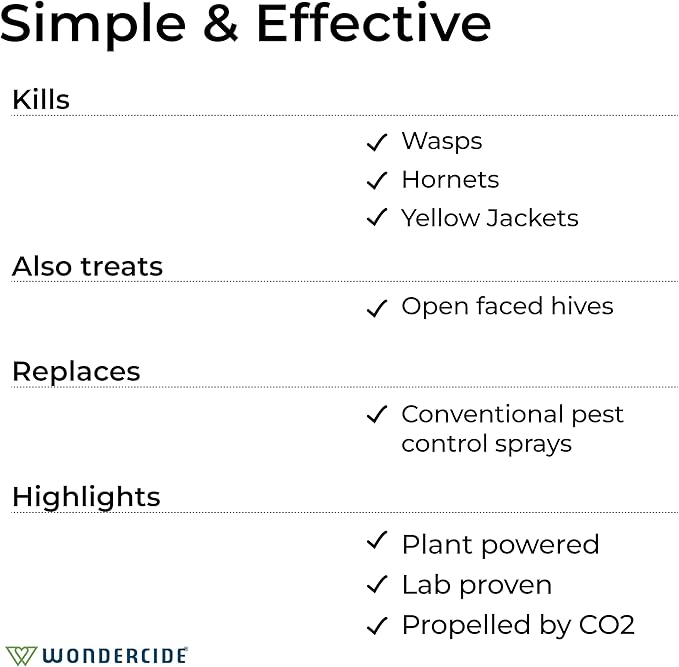 Wondercide - Wasp and Hornet Killer Aerosol Spray with Natural Essential Oils - Kill Wasps Hornetsand Yellow Jackets - for Porch Patio and Outdoor Areas - Pet and Family Safe - 10 oz - 2 Pack