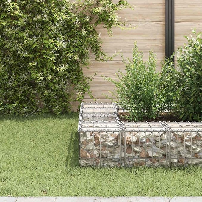 Gabion Raised Bed 11.8 inch Metal Steel Wire Cube Planter Box Rustproof Industrial Garden Fence Planter for Patio Balcony Yard Outdoor Privacy Decor