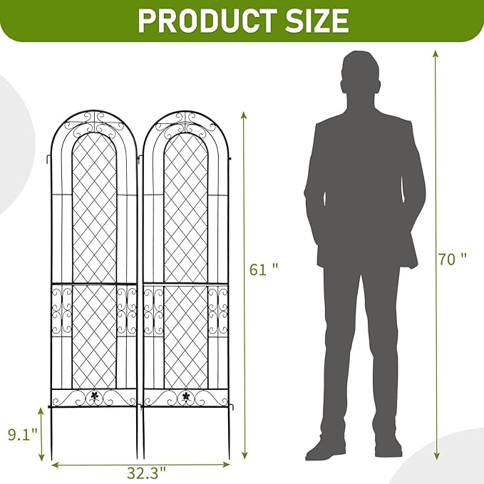 2 Pack Sturdy Garden Trellis for Climbing Plants Outdoor Metal Trellis US