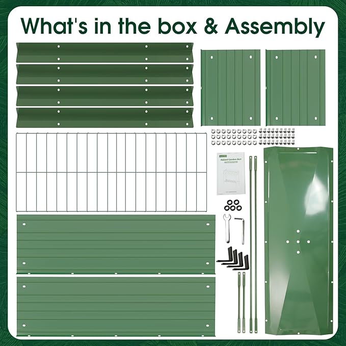 2-Pack Raised Garden Beds - Galvanized Steel Planter Boxes 400 lb Capacity 5 Drainage Holes &amp 2 Flow Channels Elevated Garden Bed with Mesh Bottom for Outdoor Gardening