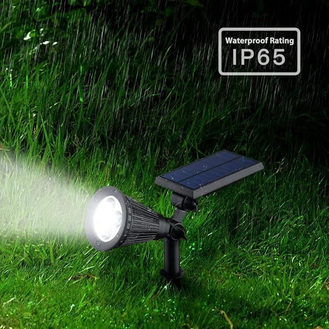 Solar Landscape Lights 4 LED Solar Spotlights 2 in 1 Security Light Solar Lights Outdoor Waterproof for TreePatioYard (White)