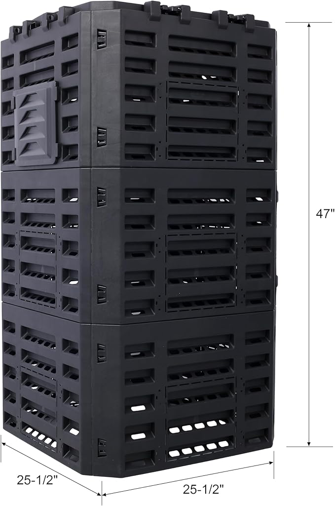 132 Gallon Garden Composter Bin Made from Recycled Plastic - Large Aerating Outdoor Compost Box Easy Assembly Lightweight