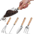 GANAZONO Garden Tools Set with Trowel and Hand Tools for Indoor and Outdoor Gardening 5pcs Ash Wood Handle and 430 Stainless Steel Kit Sturdy Yard Maintenance Gift for Men and Women
