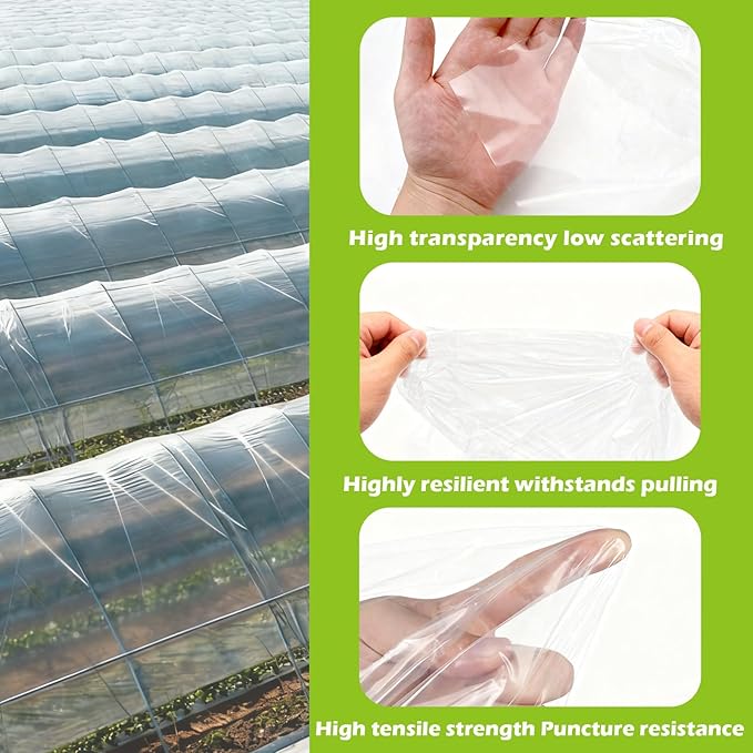 10 x 35FT Clear Greenhouse Plastic Sheeting 6 Mil UV Resistant Polyethylene Film for Plant Greenhouse Cover Heavy Duty Transparent Poly Tarp for Garden Farm (10 x 35FT)