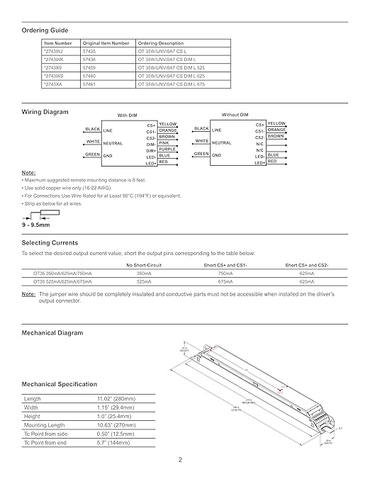 eldoLED | 2743WK OPTOTRONIC OT 35W Current Select LED Driver | Replacement for Osram Driver 57436 | OT35W/UNV/0A75 CS DIM L