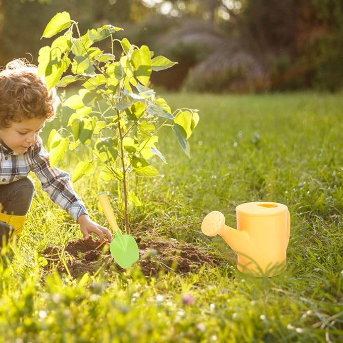 Planting Tools Garden Set with Mini Shovels Mini Rake Watering Pot and Solid Color Apron – Outdoor Gardening Supplies for Planting and Cultivating