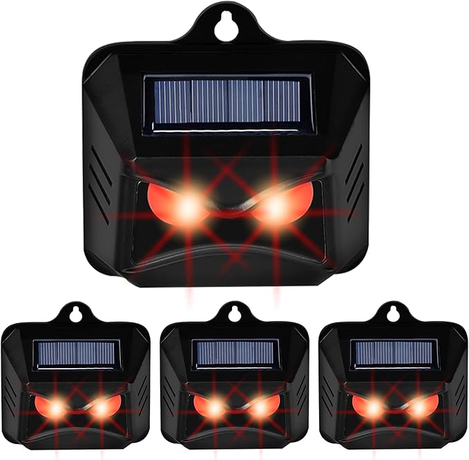 Triumpeek Animal Repeller Solar Powered Predator Eye Nighttime Animal Deterrent Devices with Red LED Lights Night Guard Animal Repellent Scares Coyote Skunk Raccoon Deer Away from Yard Chicken Coop