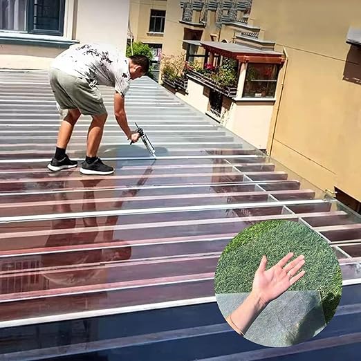 1.2mm Polycarbonate Plastic Sheet Clear Pergola Roofing Canopy Cover Polycarbonate Panel Roofing SheetsGreenhouse PC Endurance Board Easy to Cut &amp Bend Waterproof Panels 1.2X5M(3.9X16FT)