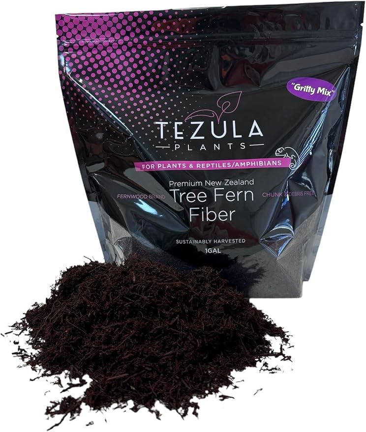 Premium Gritty New Zealand Tree Fern Fiber Growing Medium and Reptile Substrate- Natural Organic Long Lasting | for Orchids and Tropicals | Use in Terrariums and Vivariums (1 Gallon)