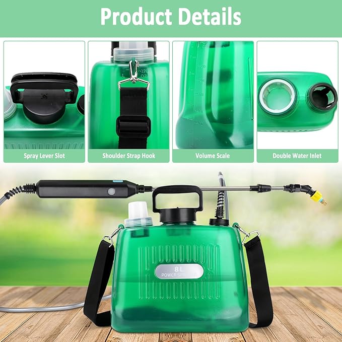 Battery Powered Sprayer 2 Gallon Electric Sprayers in Lawn and Garden Sprayer Pump Sprayer Outdoor Battery Operated Sprayer for Lawn &amp Garden