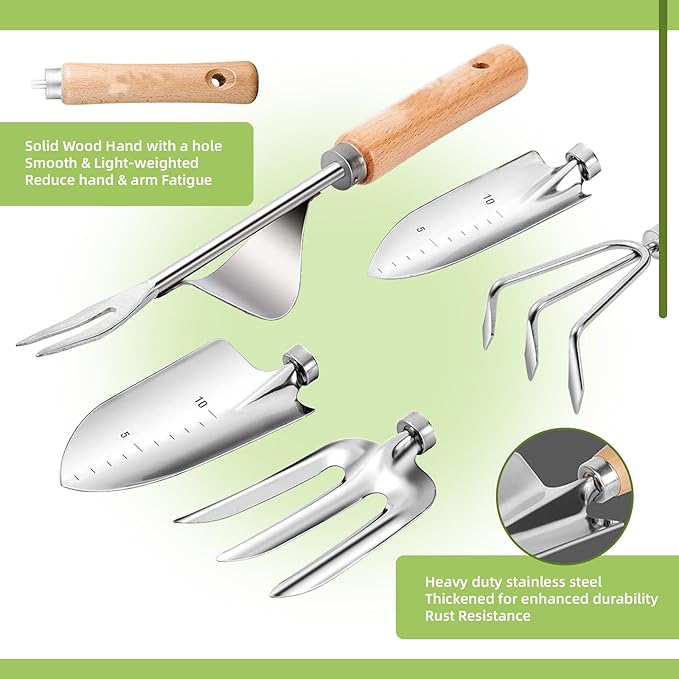 2026 Upgrade 11-Piece Gardening Tools for Women with Gardening Knee Pads and Repotting Mat Heavy Duty Stainless Steel Gardening Hand Tools Durable Garden Supplies Kit Ideal Gifts for Men Gardeners