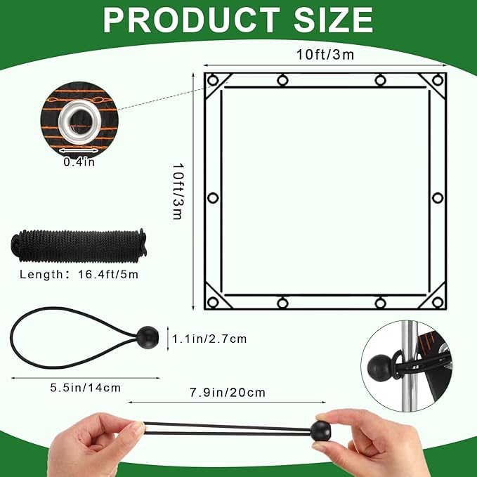 Windyun 2 Pack Heavy Duty Clear Tarps with Reinforced Edge Plastic Tarp Waterproof Plastic Cover Greenhouse Patio with Elastic Rope and Nylon Rope for Garden Furniture (10 x 10 ft)