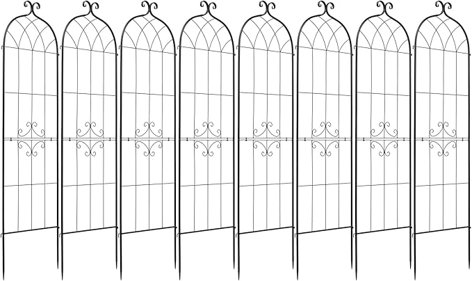 VEVOR Garden Trellis 71 x 20 inch Rose Trellis 8 Packs Garden Flower Rose Trellises with Powder-Coated Finish &amp Convenient Locking Design Plant Support Trellises for Flowers Vegetables Roses