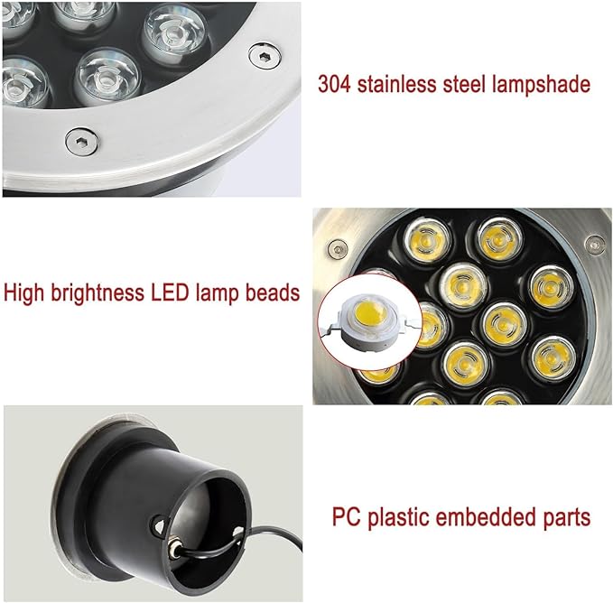Underground Light LED - Underground Lights for Underwater Lighting AC12/24V Low Voltage Round Pond Spotlights IP68 Waterproof Embedded Landscape Lights SuitaGreen 12V 9W
