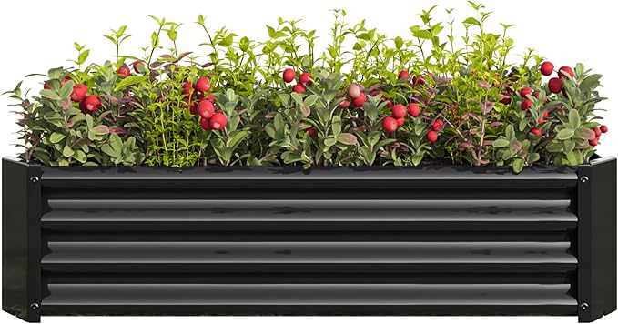 Raised Garden Bed kit 4 * 2 * 1ft Outdoor Raised Beds for Gardening Galvanized Raised Planter Box Suitable for Home Garden Patio Planting Vegetables Flowers and Herb Fruits