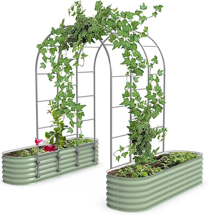 Vego Garden Modular Arched Trellis System 4.5' Long Trellis for 6 in 1 or 3.5' x 6.5' (9 in 1) Garden Bed for Climbing Plants Like Cucumber Beans Tomatoes &amp Vines (Garden Beds Not Included)