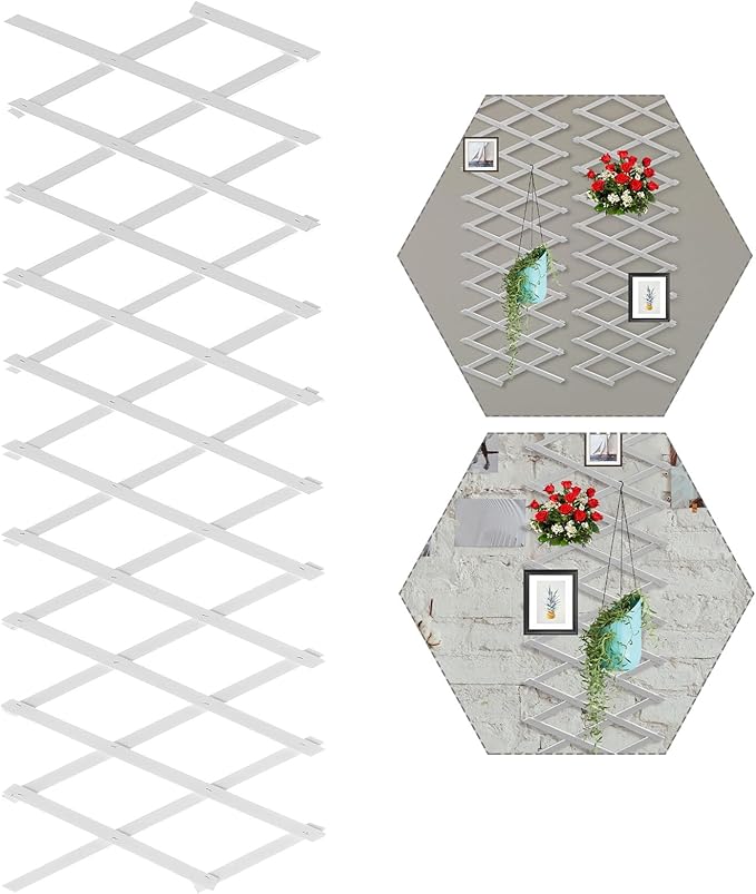 SUPVOX Wooden Retractable Plant Climbing Fence Wall Panel Expandable Decorative Garden Trellis for Indoor and Outdoor Yard White Corrosion-Resistant Solid Wood Wall-Mounted Vine
