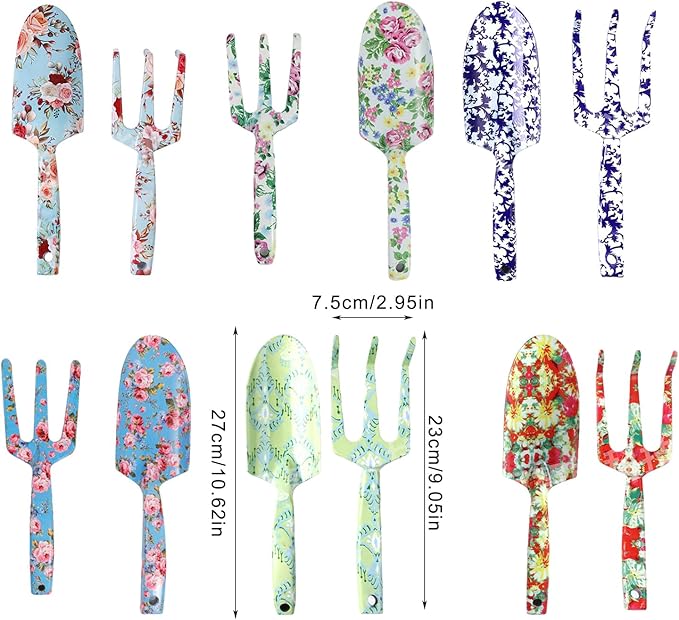 Outdoor Garden Tool Set Stainless Steel Hand Trowel and Fork with Stylish Floral Designs Ergonomic Gardening Tool Garden Tool Set
