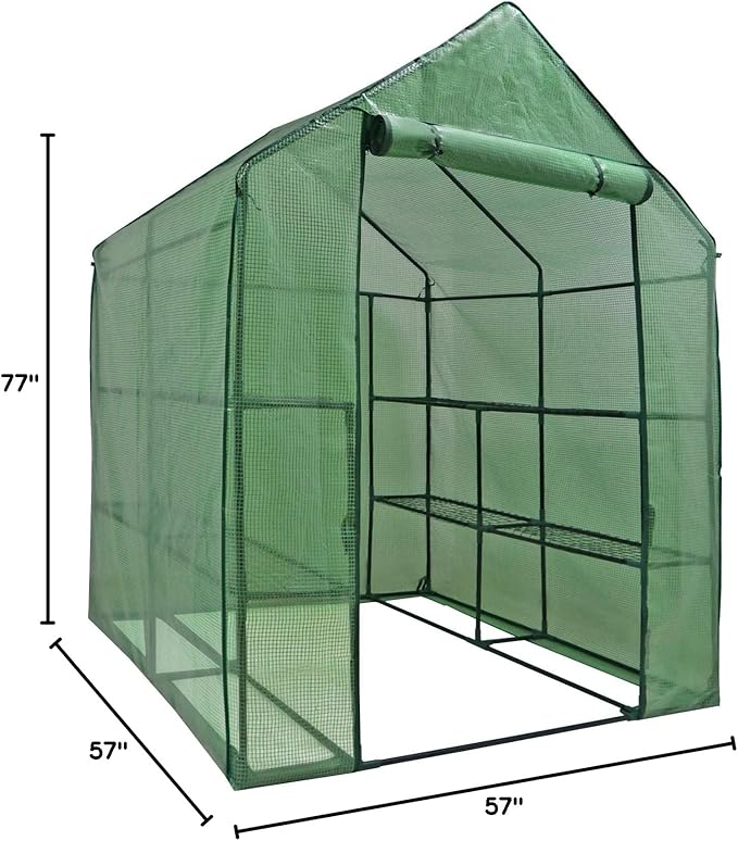 2-Tier 8-Shelf Mini Walk-in Greenhouse Portable Plant Herb Flower Gardening Hot House with PE Cover for Backyard Indoor Outdoor