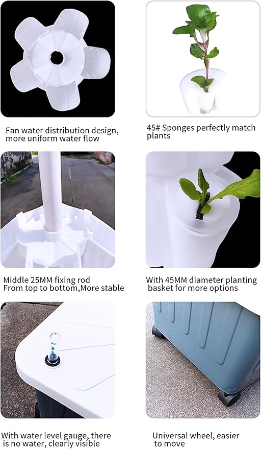 Hydroponic Tower Garden Hydroponics Growing Indoor Smart Garden Vertical Planter Tower Hydroponics Growing Kit with Hydrating Pump (