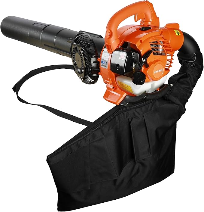 424CFM Gas Powered Leaf Blower 2 Stroke Handheld Blowers Dual-Purpose (Blowing and Suction) Cleaner Leaf Blower &amp Leaf Vacuum with Collection Bag for Cleaning Leaf Snow Orange