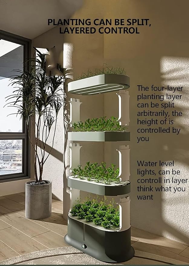 Garden Hydroponic Growing System 48 Pods Hydroponics Tower with LED Grow Light Automatic Watering Smart Aquaponics Planter for Indoor Gardening