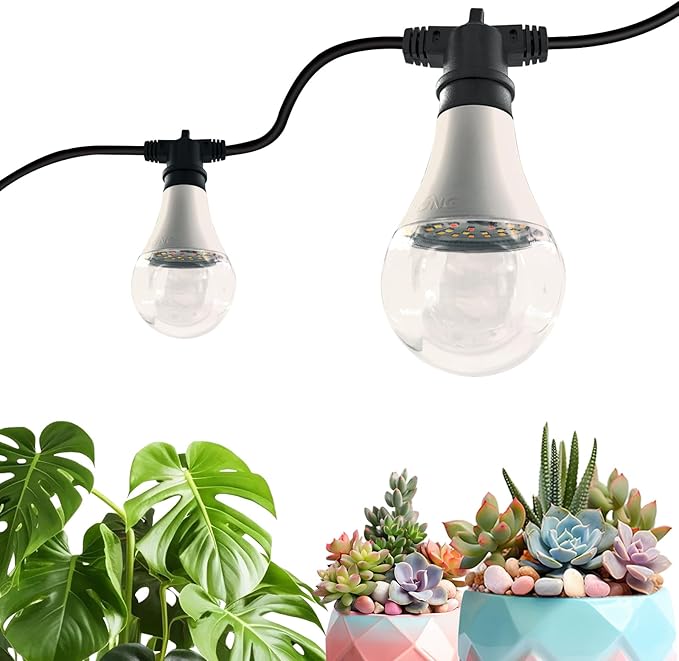 Grow Light Bulbs LED Growth Bulb A25 Full Spectrum Plant Light E26 Base 15W houseplant Growting lamp Seed Start Greenhouse Indoor or Outdoor (Grow Bulb (6 Lights and Cord))