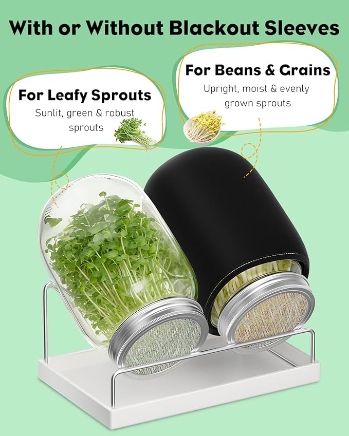 Pawfly Sprouting Kit Wide Mouth 1 Quart (1000 mL) Mason Jars Sprouting Jar Kit with Stainless Steel Mesh Sprouting Lids Sprouts Growing Kit Seed Sprouter for Broccoli Mung Bean &amp Alfalfa
