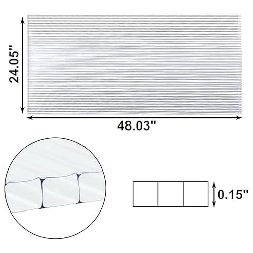 20 Pcs 2' x 4' x 0.15'' Polycarbonate Greenhouse Panels Twin-Wall Roof Panels Waterproof UV Protected Corrugated Plastic for Greenhouse Plant Stand Roof (20)