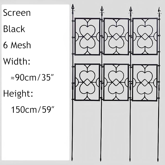 Garden Trellis Foldable Outdoor Climbing Plant Support Vertical Plant Support Stakes Freestanding Garden Panels for Rose Jasmine Clematis and Other Climbing Plants Black (Color : Black Size