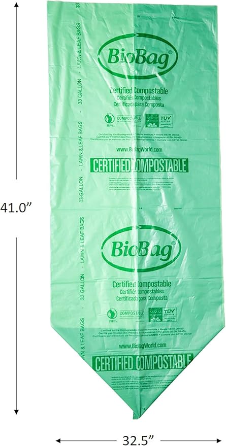 BioBag Compostable Lawn &amp Leaf Yard Waste Bags 33 Gallon 10 count (pack of 2)