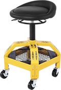 Rolling Garage Stool 300Lbs Capacity Adjustable Height 24 28.7In 360 Swivel Wheels Tool Tray for Workshop Auto Repair