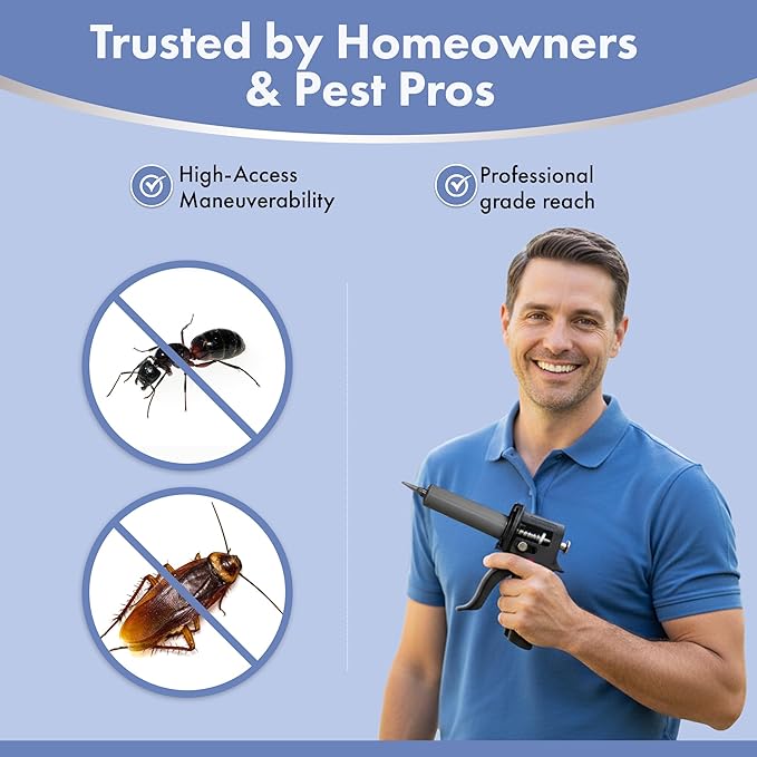 DH1 Gel Bait Gun - Precision Insect Bait Gun for Ant Roach and Pest - Click-Style Plunger Mechanism Ideal for Professionals &amp Home Owners Standard 35 Grams &amp Gel not Included