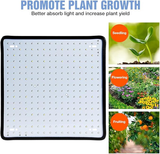 2 Pack 1000W LED Grow Light 256Leds Fill Light Ultra-Thin Panel for Indoor Plants Full Spectrum for Greenhouse Plants Grow Lamp with Adjustable The Hight for Seedlings &amp Flowering US Plug with H