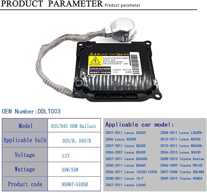O-NEX Xenon D2S D4S 35W HID Ballast DDLT003 Factory OEM Direct Replacement Control Unit Module for Lexus Toyota 2006-2011