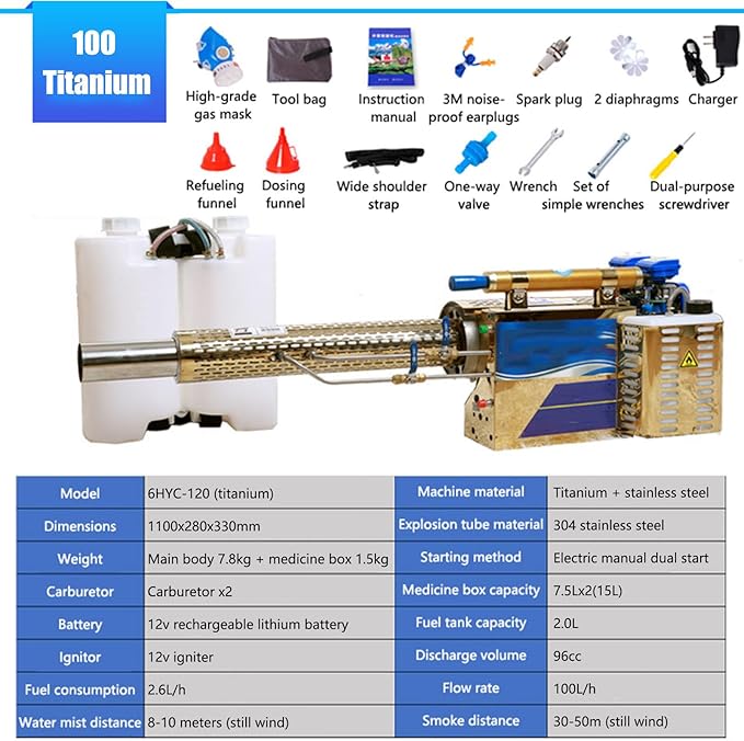 Portable Pulse Jet Thermal FoggerPulse Jet Thermal Fogger Electric Sprayer Aerosol Atomizer for Indoor and Outdoor Agricultural Sprayer120
