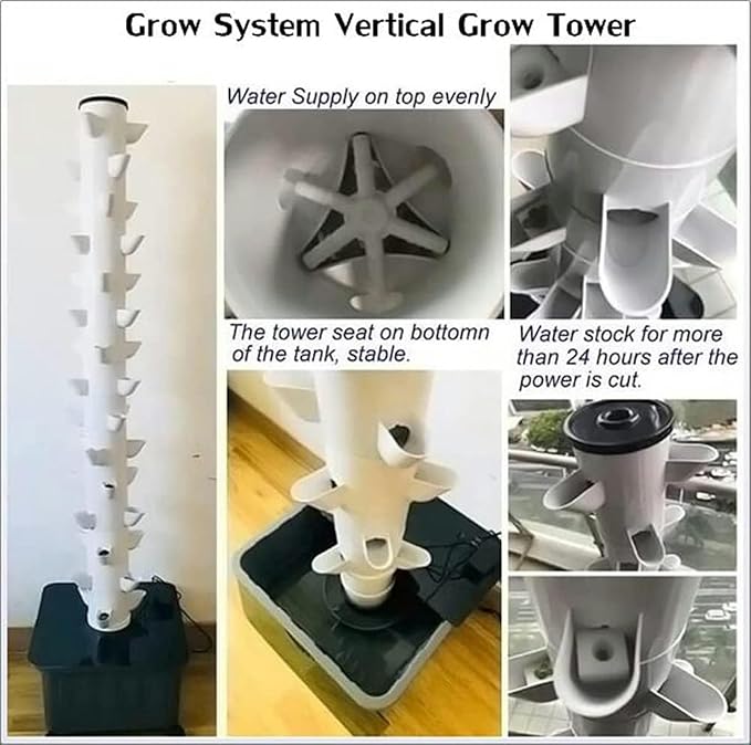Hydroponic Tower Aquaponic Culture of 45 Holes Hydroponic Culture Soil -Free Cultivation Airplane Crop Kit of Garden