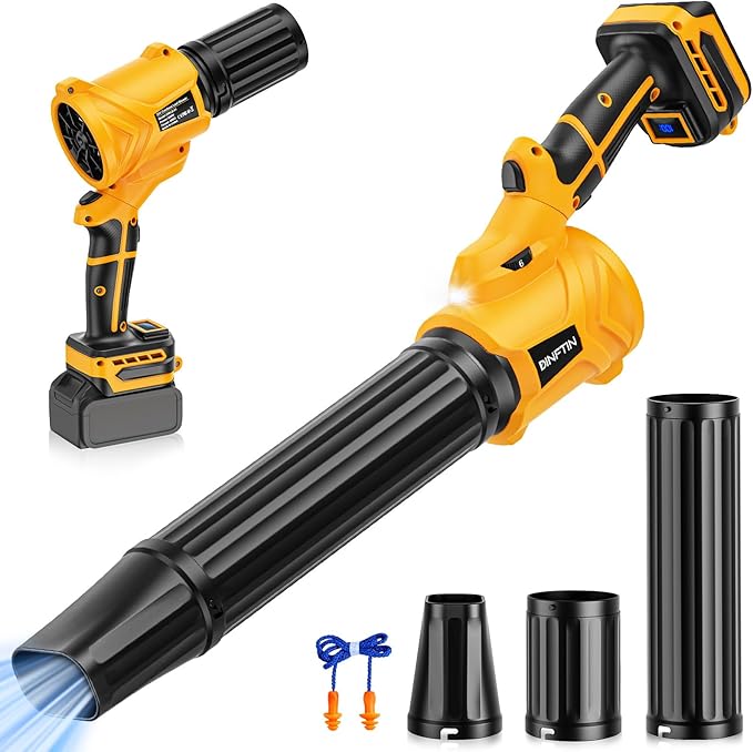 180° Rotatable Cordless Leaf Blower Compatible for DeWalt 20V Battery(Not Included) 90 MPH 6-Speed Handheld Blower with LED &amp Power Indicator Extended Nozzle for Lawn Garage Car Cleaning