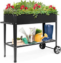 GARFANS Raised Garden Bed Metal Raised Planter Box Outdoor with Legs 2 Wheels and Shelf Elevated Garden Bed Box for Vegetable Indoor Herb Flower Backyard Patio 40 L x 16 W x 31.5 H