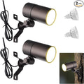 Cheopha 12V Outdoor Low Voltage Landscape Down Light Replaceable 5W MR16 LED Bulb (2700K Warm White) IP65 Waterproof Aluminum Spotlight for Tree Garden Lawn and Yard Lights 2-Pack