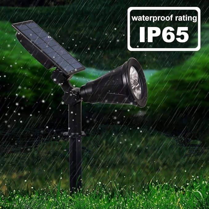 Solar Landscape Lights 4 LED Solar Spotlights 2 in 1 Security Light Solar Lights Outdoor Waterproof for TreePatioYard (White)