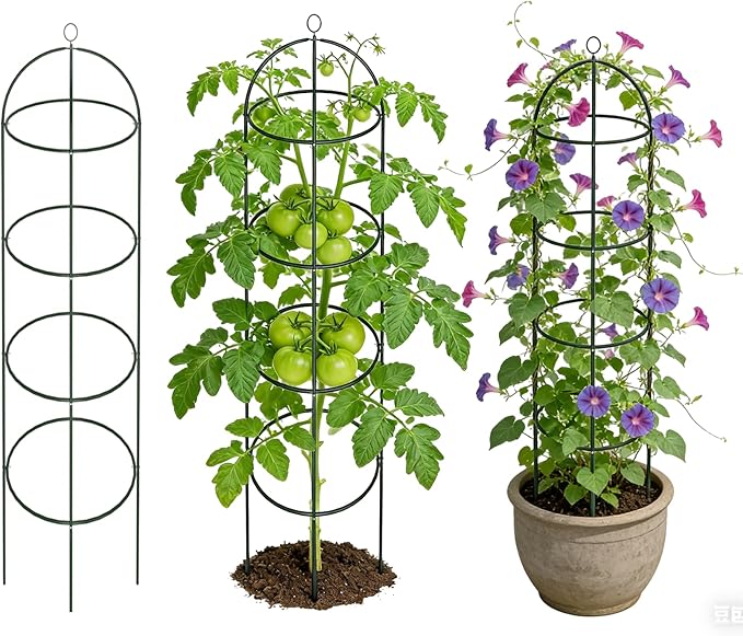 Garden Obelisk Trellis for Climbing Plants 5.7/4.5FT Heavy Duty Metal &amp Rustproof Plant Climbing Support for Garden Indoor Outdoor Potted Plant Flowers Fruits Vegetable Vines (4.5FT / 2Pack)